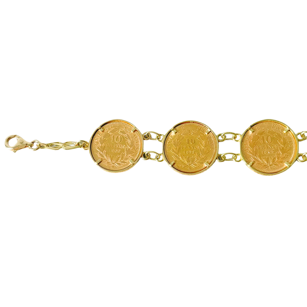 Bracelet Pièces - Or Jaune 750 & Pièces 10 Francs Napoléon