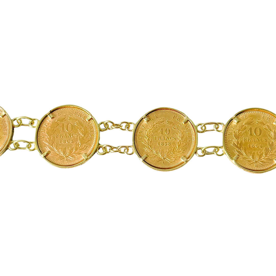 Bracelet Pièces - Or Jaune 750 & Pièces 10 Francs Napoléon