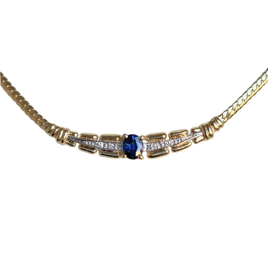 Collier Vintage - Or Jaune 750 & Saphir