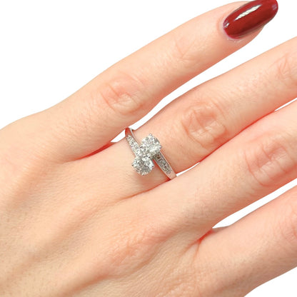 Bague Solitaire Vintage Toi & Moi - Or Blanc 750 & Diamants