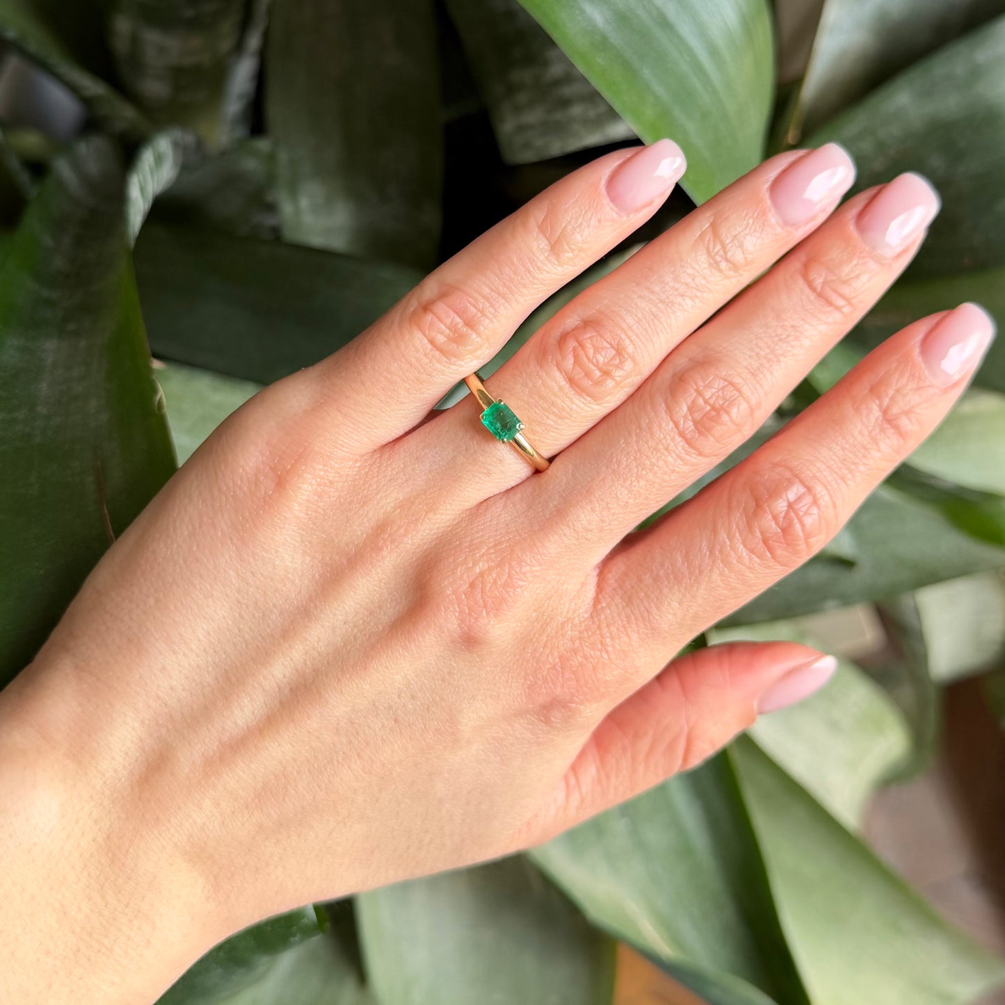 Bague Solitaire - Or Jaune 750 & Émeraude