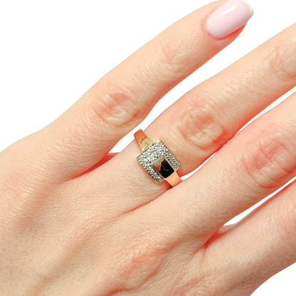 Bague Cubique - Or Jaune 750 & Diamants