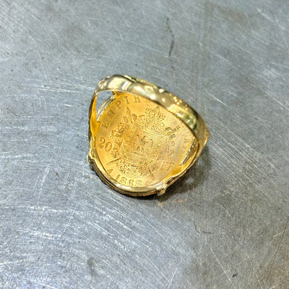 Bague Pièce - Or Jaune 750 & Pièce Or 20 Francs Napoléon