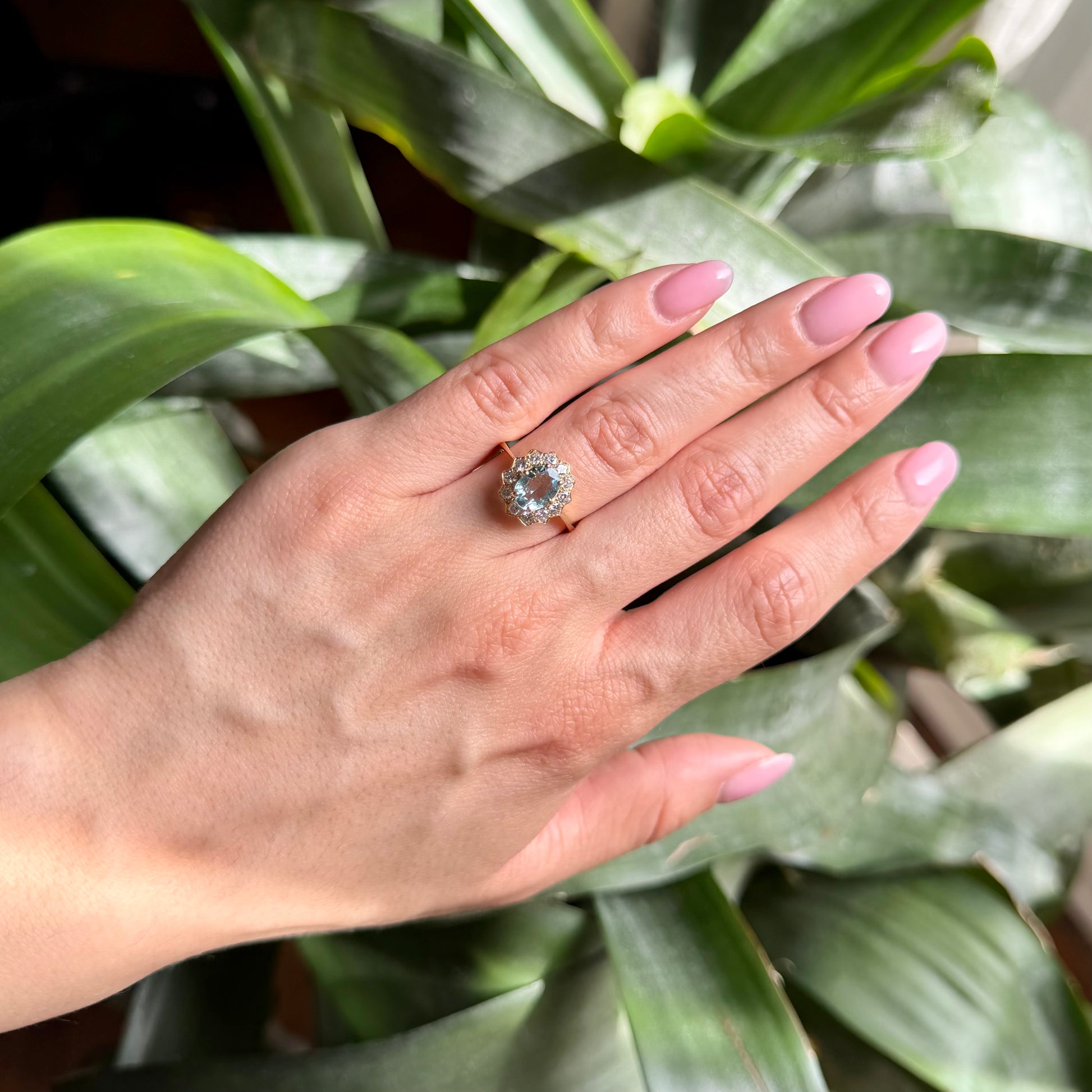 Bague Marguerite - Or Jaune 750 Aigue-Marine & Diamants