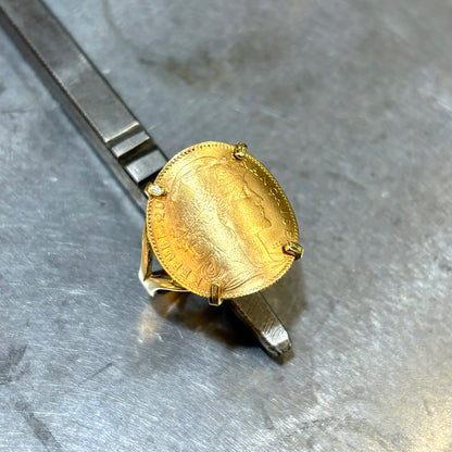 Bague Pièce - Or Jaune 750 & Pièce 10 Francs Marianne Coq