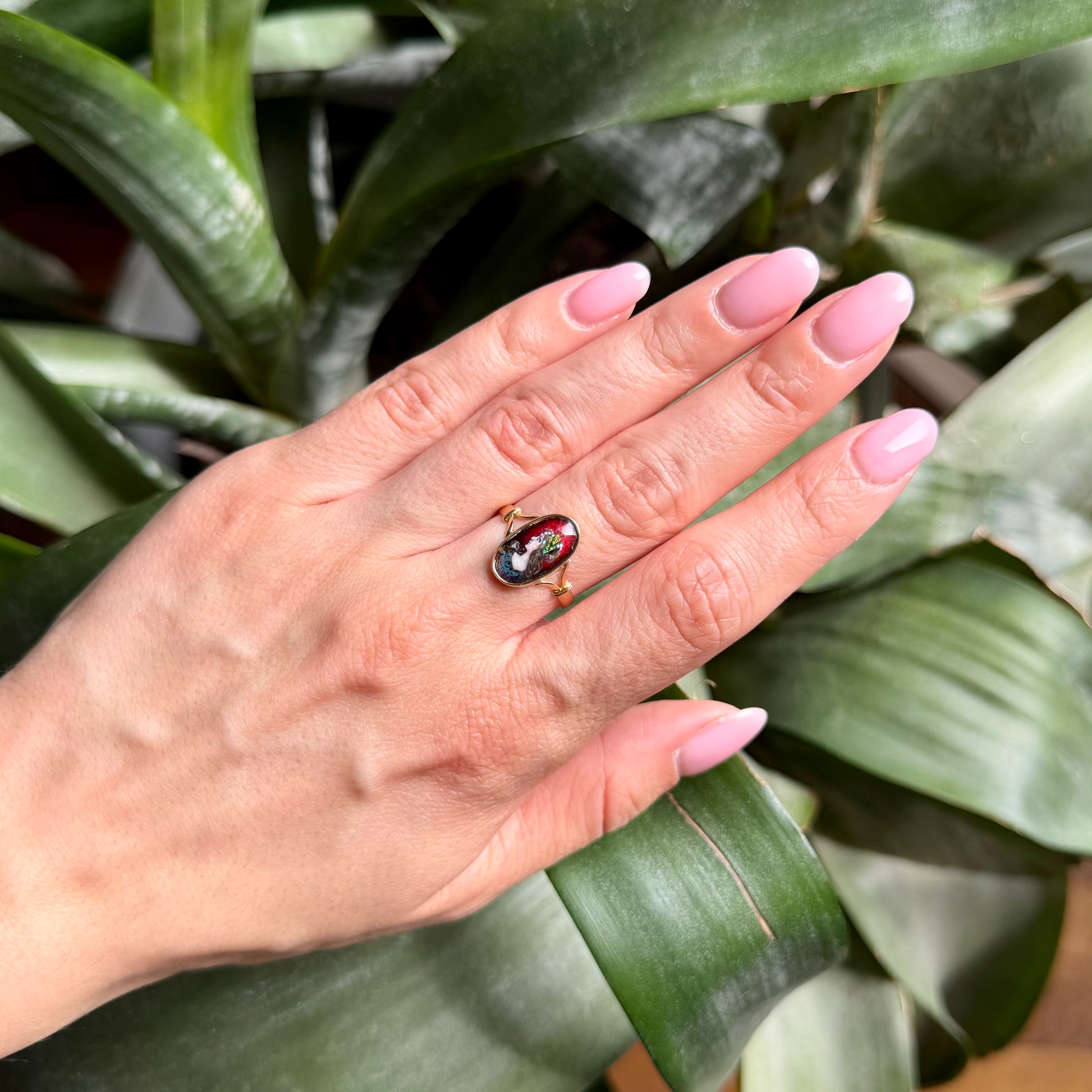 Bague Vintage Limoges - Or Jaune 750 & Émail