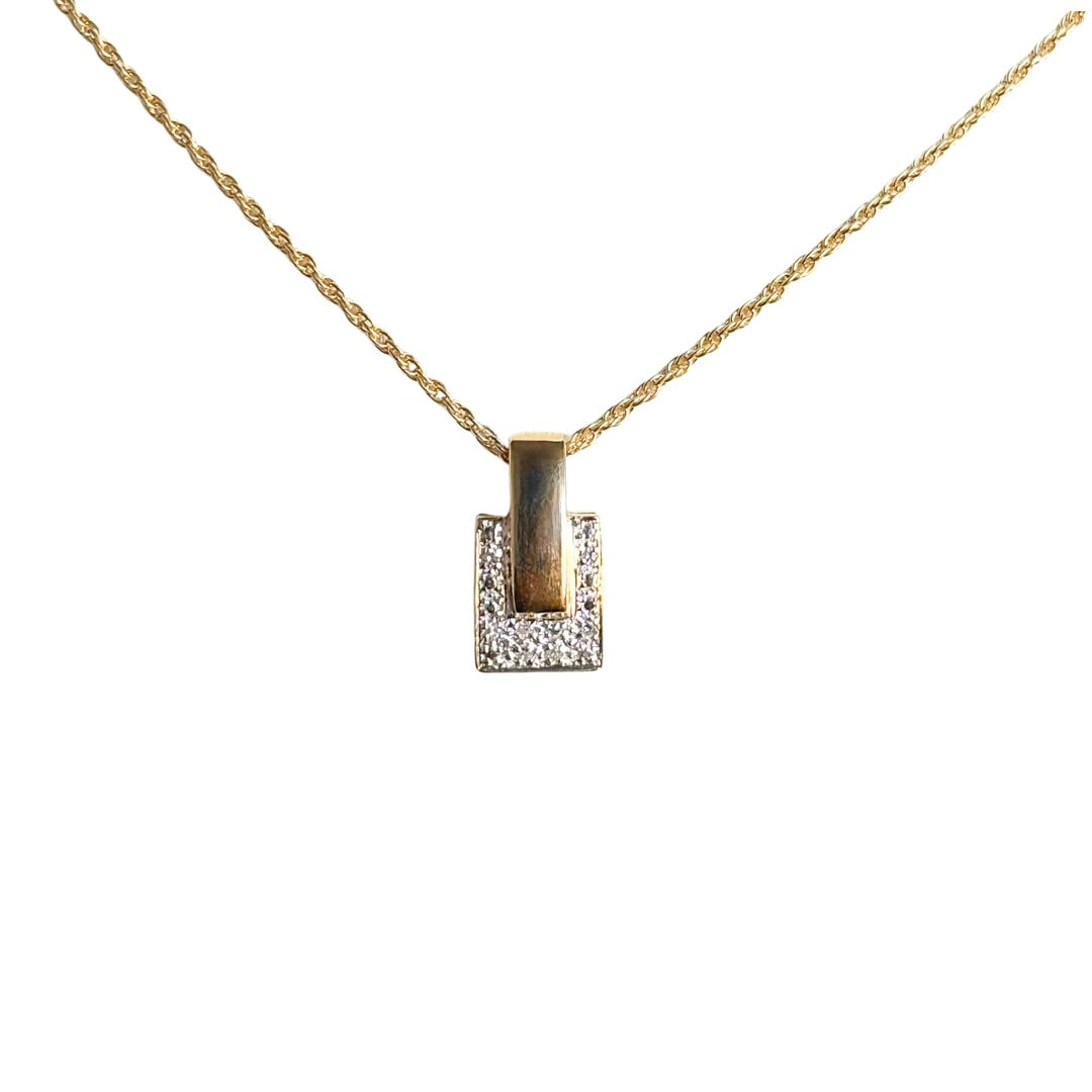 Collier Cubique - or Jaune 750 & Diamants