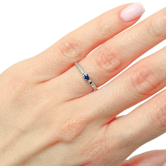 Bague Solitaire - Or Blanc 750 Saphir & Diamants