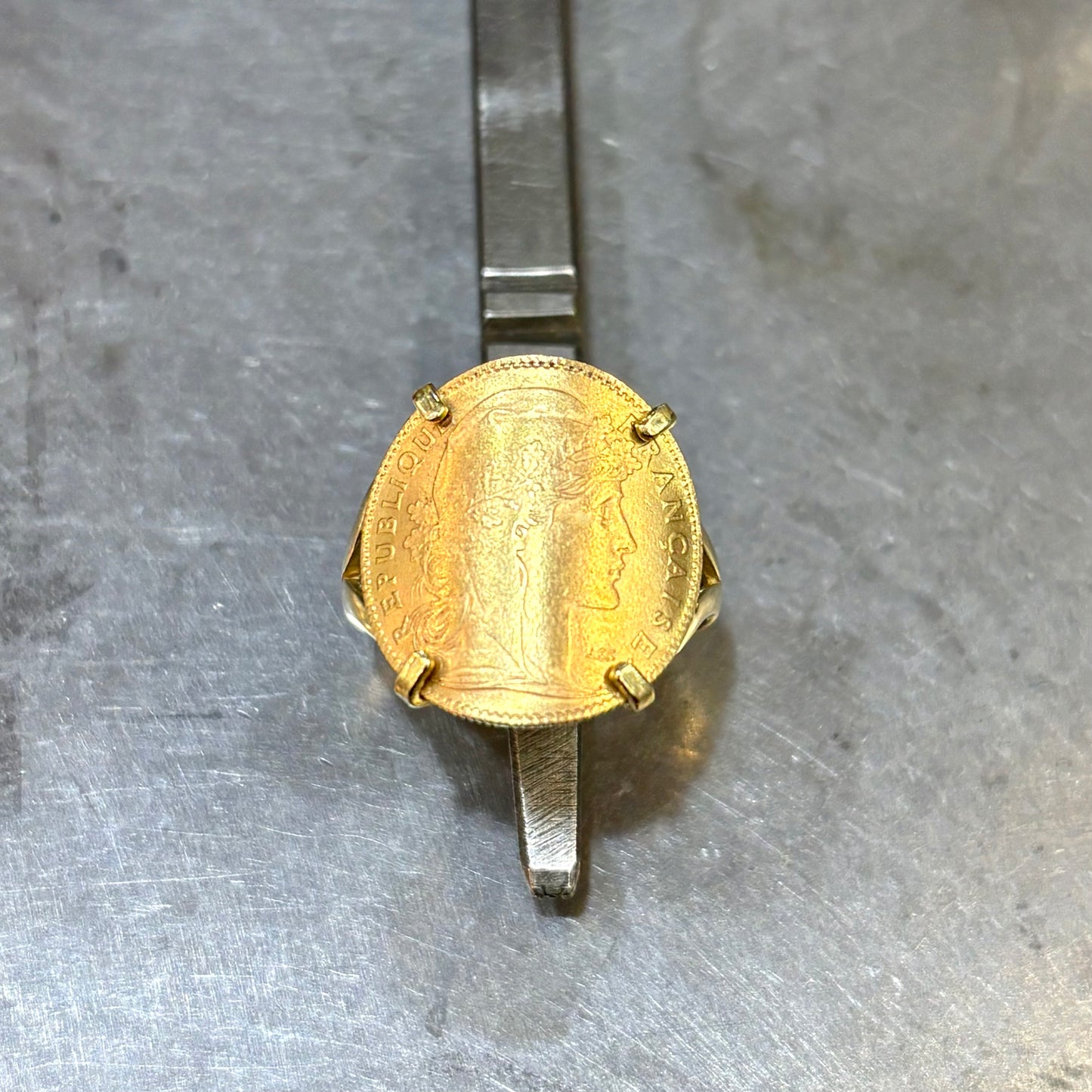 Bague Pièce - Or Jaune 750 & Pièce 10 Francs Marianne Coq