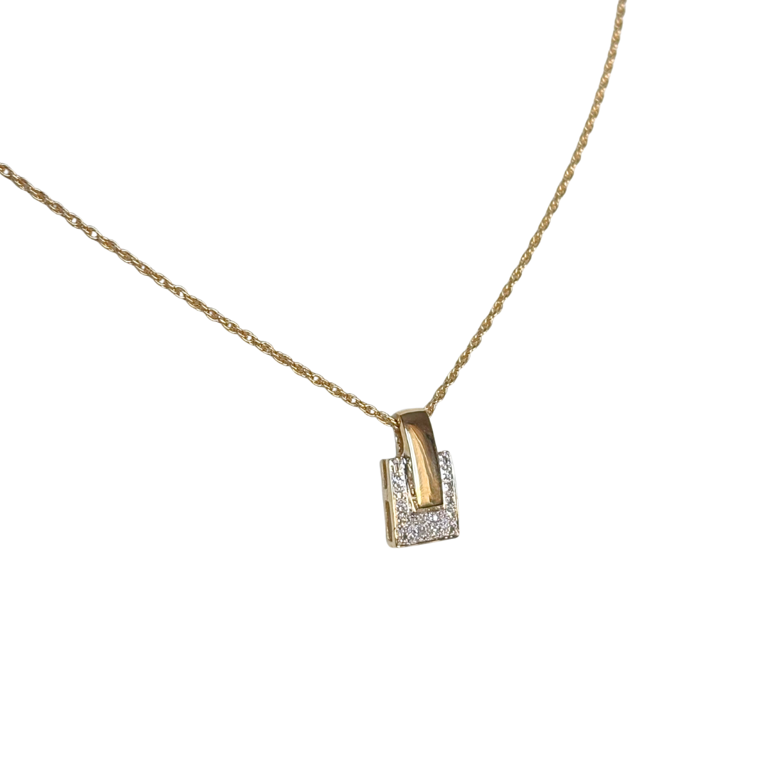 Collier Cubique - or Jaune 750 & Diamants