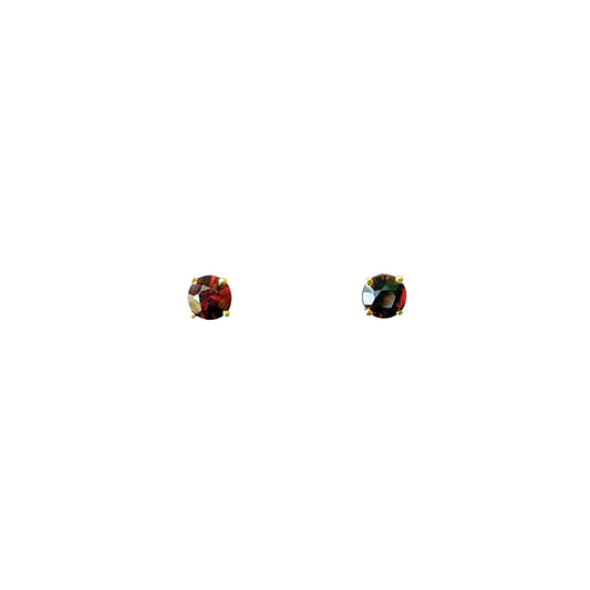 Boucles D'oreilles Puces - Or Jaune 750 & Grenats