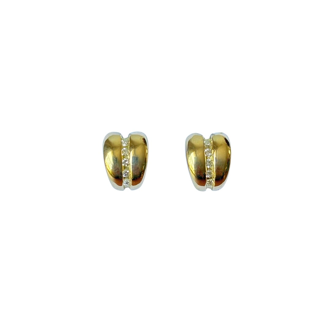 Boucles D'oreilles Godrons - Or Jaune 750 & Diamants