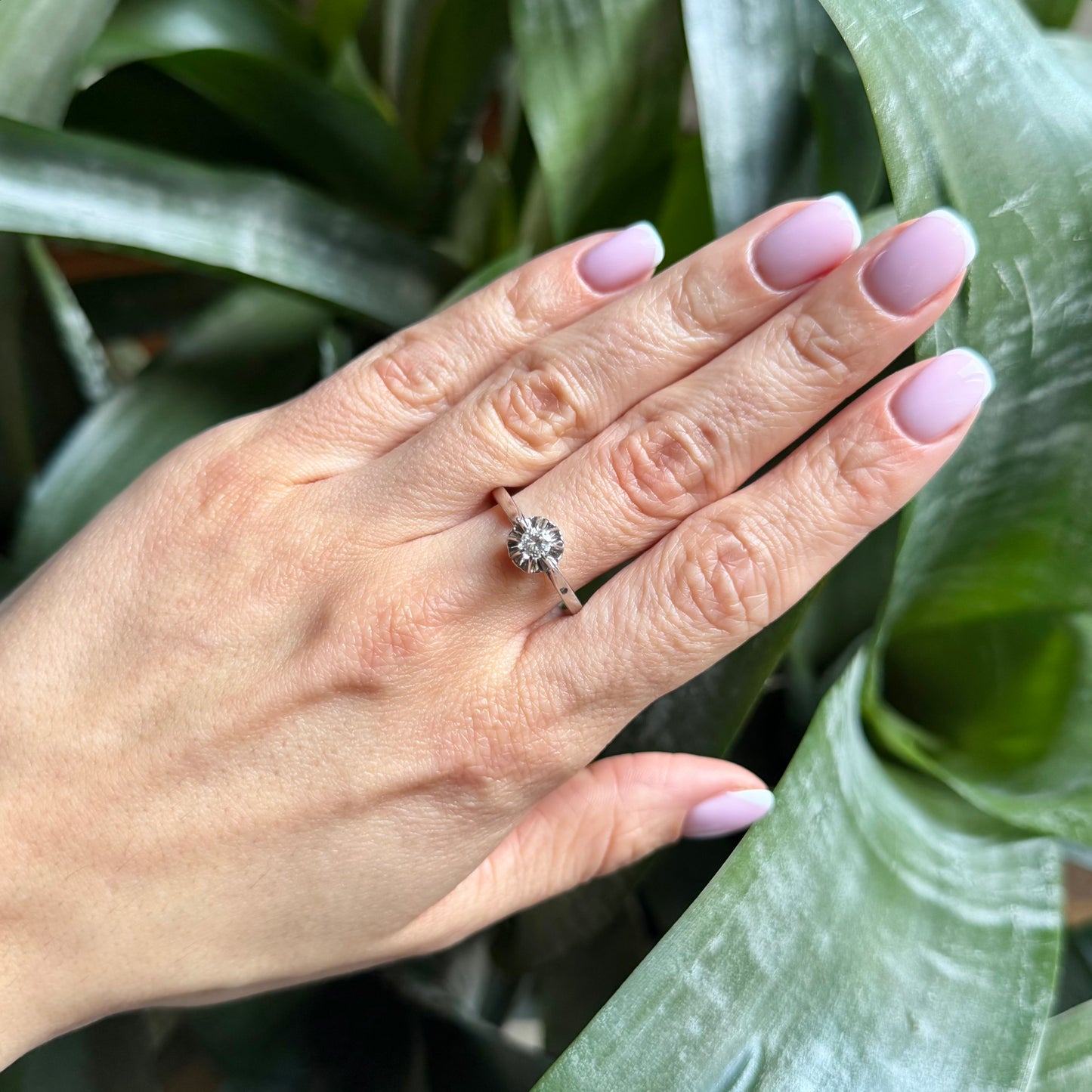 Bague Solitaire Vintage - Or Blanc 750 & Diamant