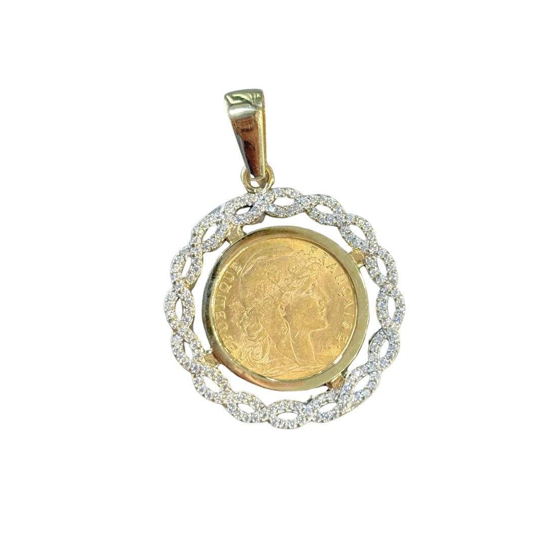 Pendentif Pièce - Or Jaune 750 & Pièce Or 10 Francs Marianne Coq