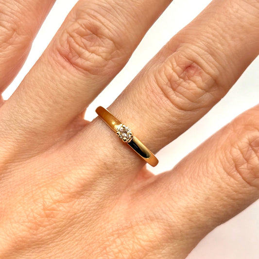 Bague Solitaire - Or Jaune 750 & Diamants