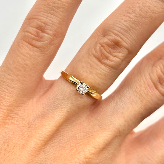 Bague Solitaire - Or Jaune 750 & Diamant