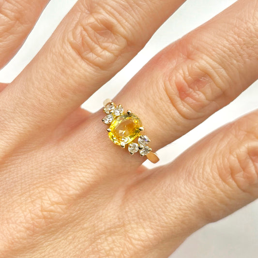 Bague Nausicaä Médium - Or Jaune 750 Saphir Jaune & Diamants