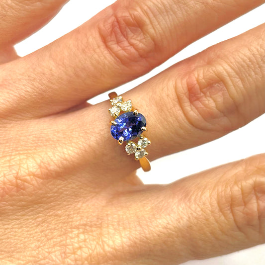 Nausicaä Ring - 750 Yellow Gold Tanzanite &amp; Diamonds