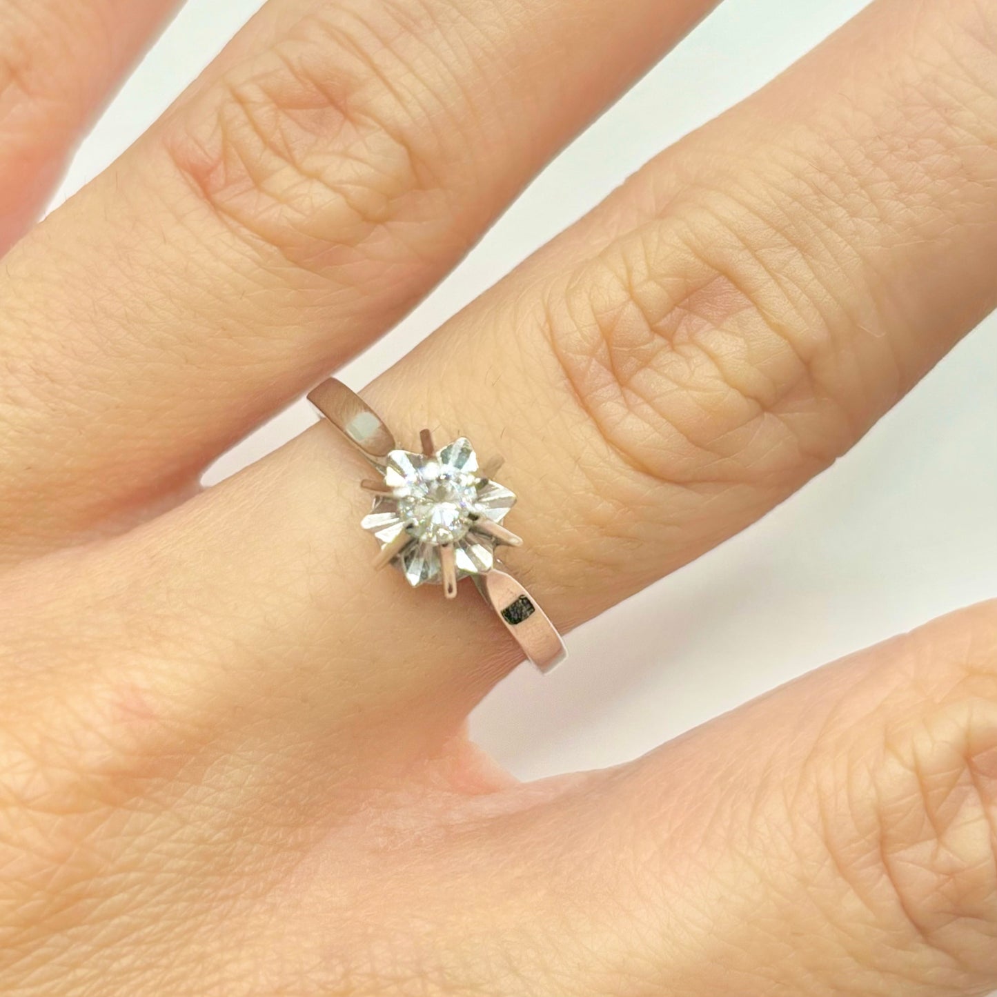 Bague Solitaire Vintage - Or Blanc 750 & Diamant