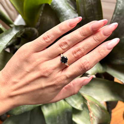 Bague Solitaire - Or Jaune 750 Saphir & Diamants