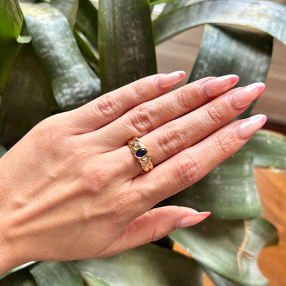 Bague Jonc - Or Jaune 750 Saphir & Diamants