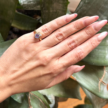 Bague Coeur - Or Jaune 750 Tanzanite & Diamants