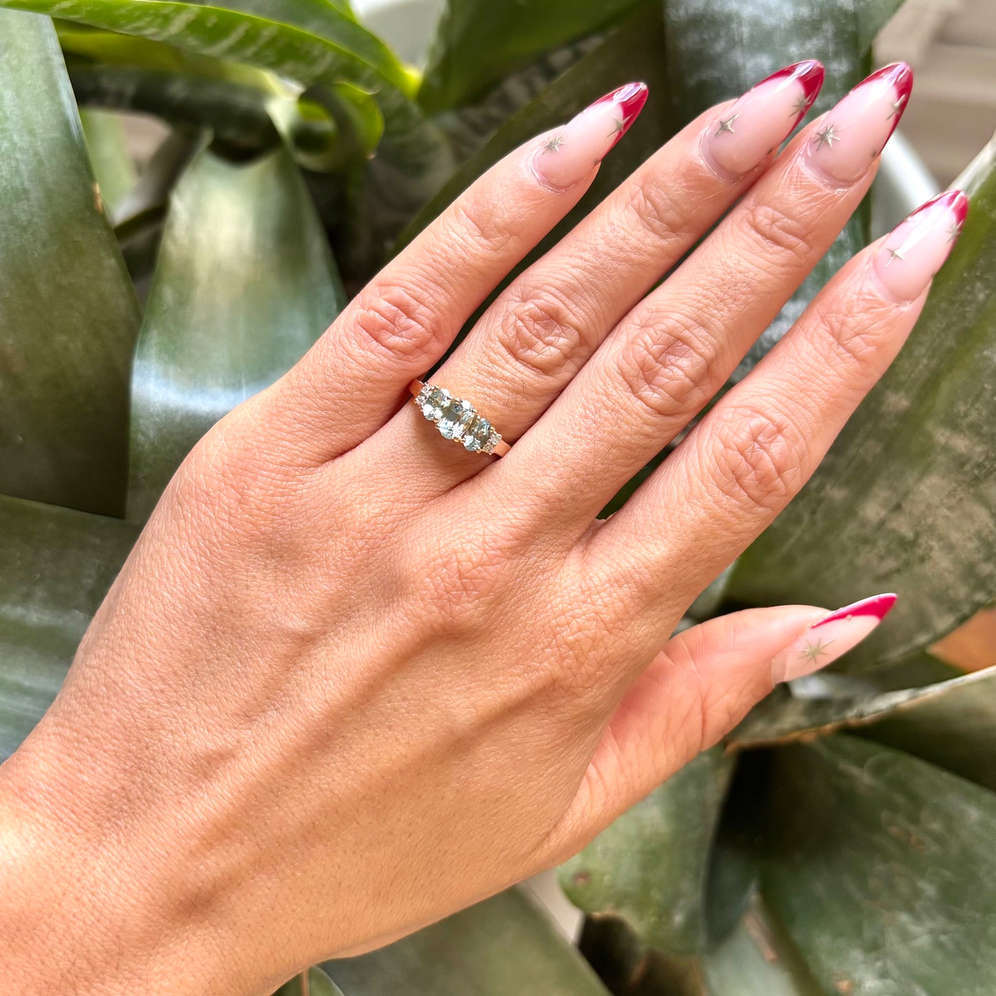 Bague Trilogie - Or Jaune 585 & Aigue-Marine