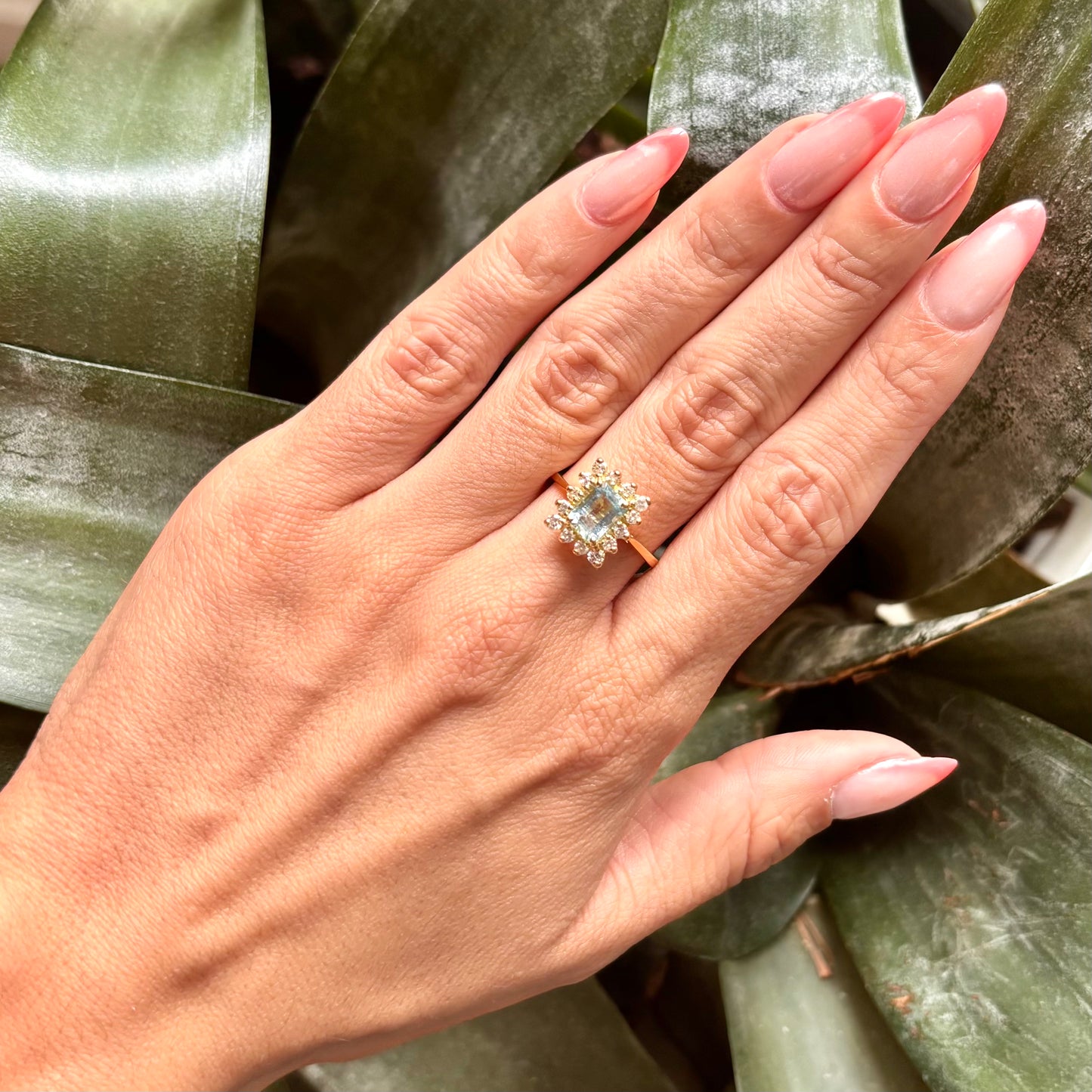 Bague Marguerite - Or Jaune 750 Aigue-Marine & Diamants