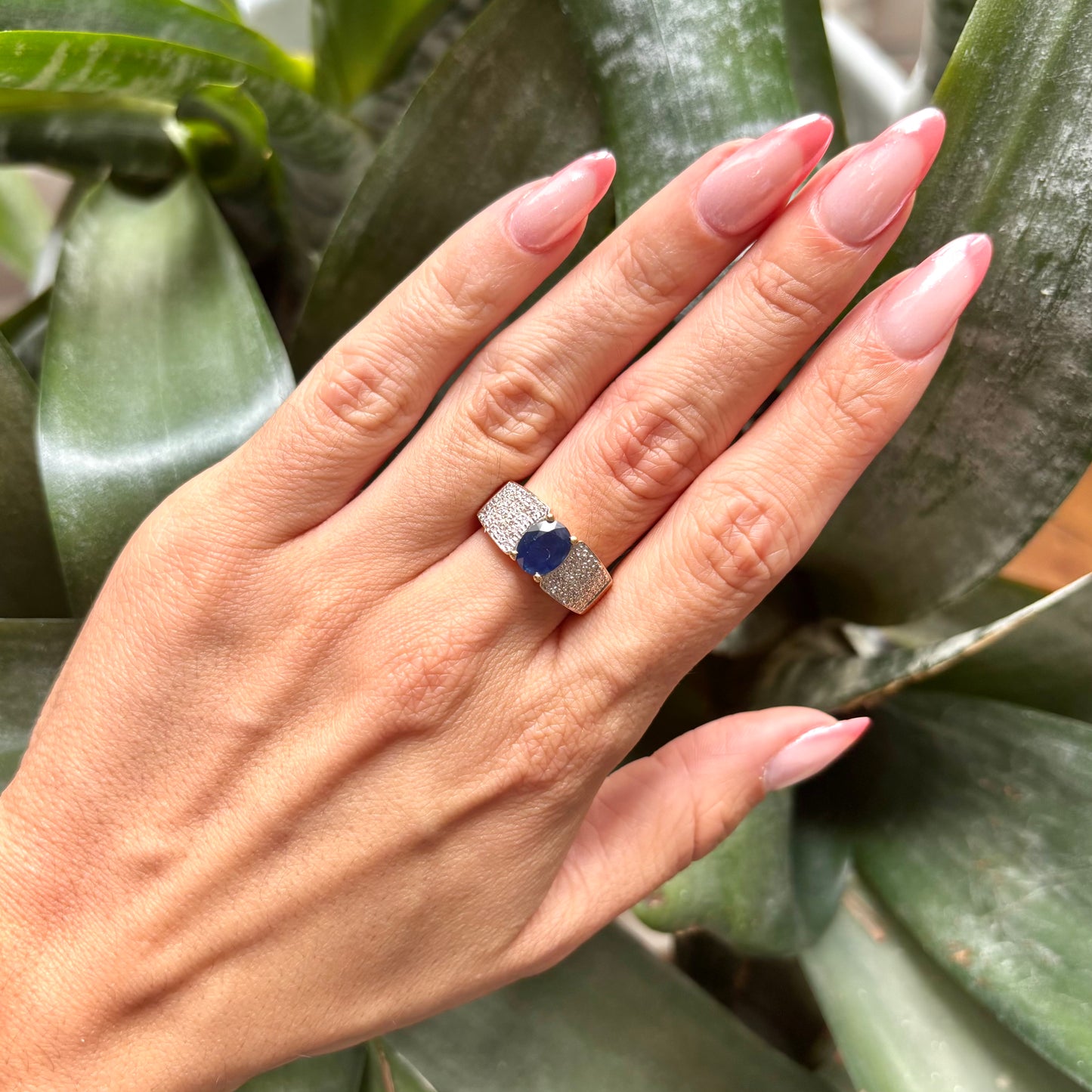 Bague Jonc - Or Jaune 750 Saphir & Diamants