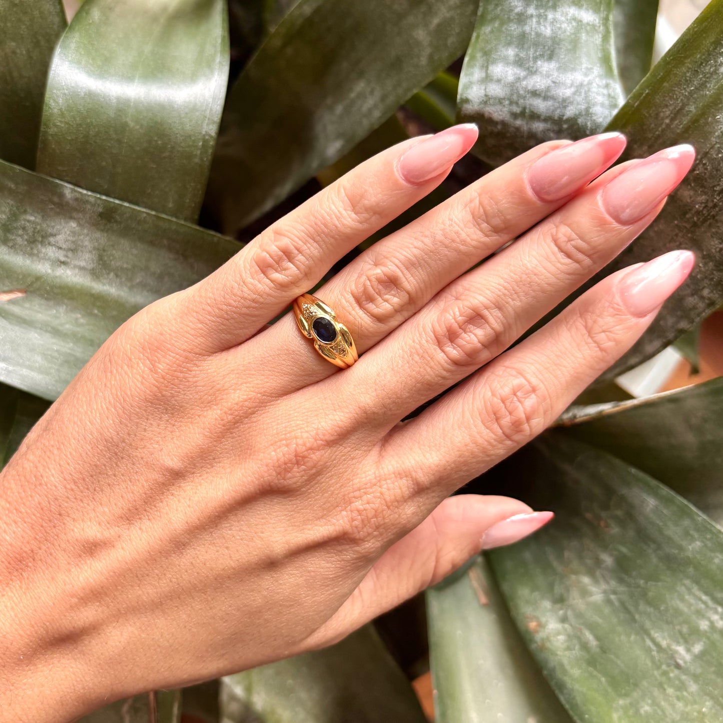 Bague Jonc - Or Jaune 750 & Saphir