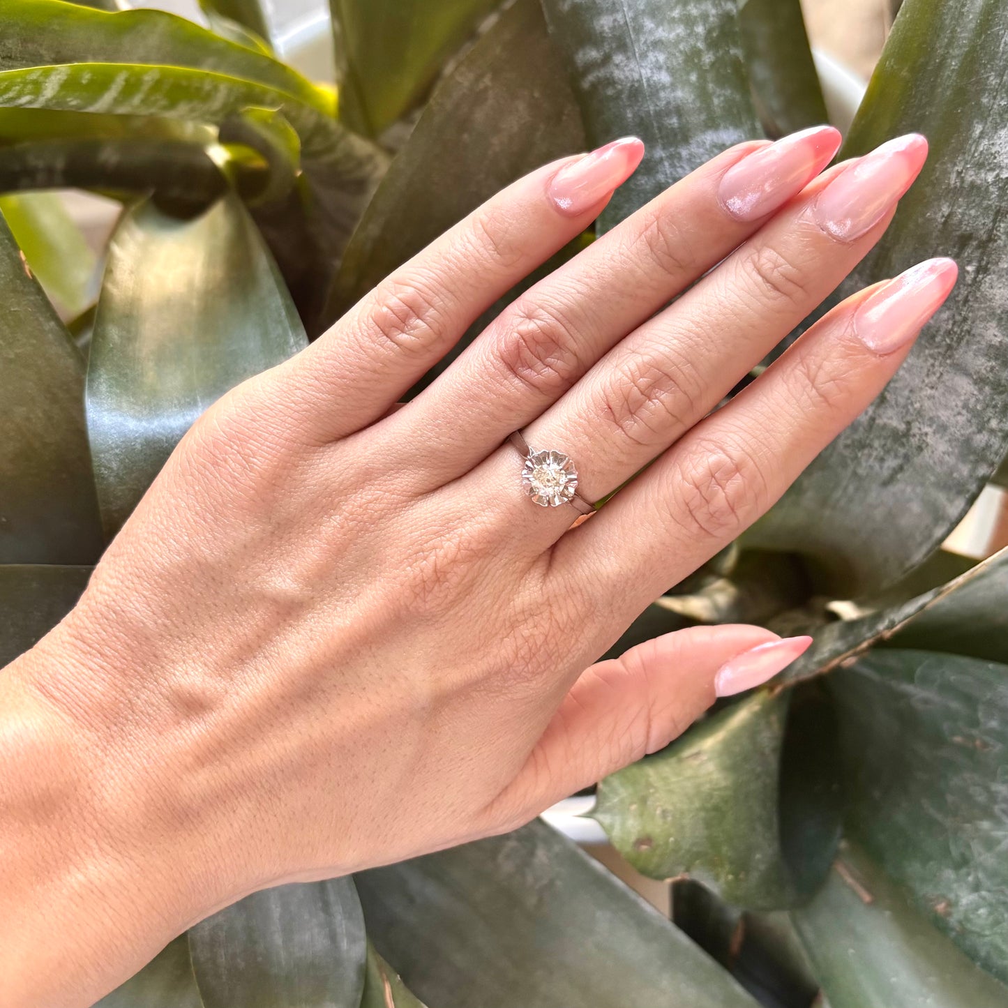 Bague Solitaire Vintage - Or Blanc 750 & Diamant