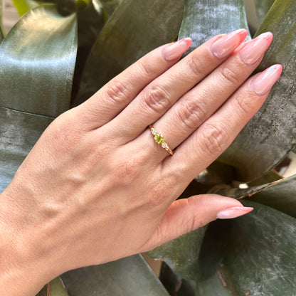 Bague Ponyo - Or Jaune 750 Péridot & Diamants