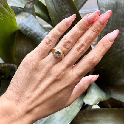 Bague Jonc - Or Jaune 750 Aigue-Marine & Diamants