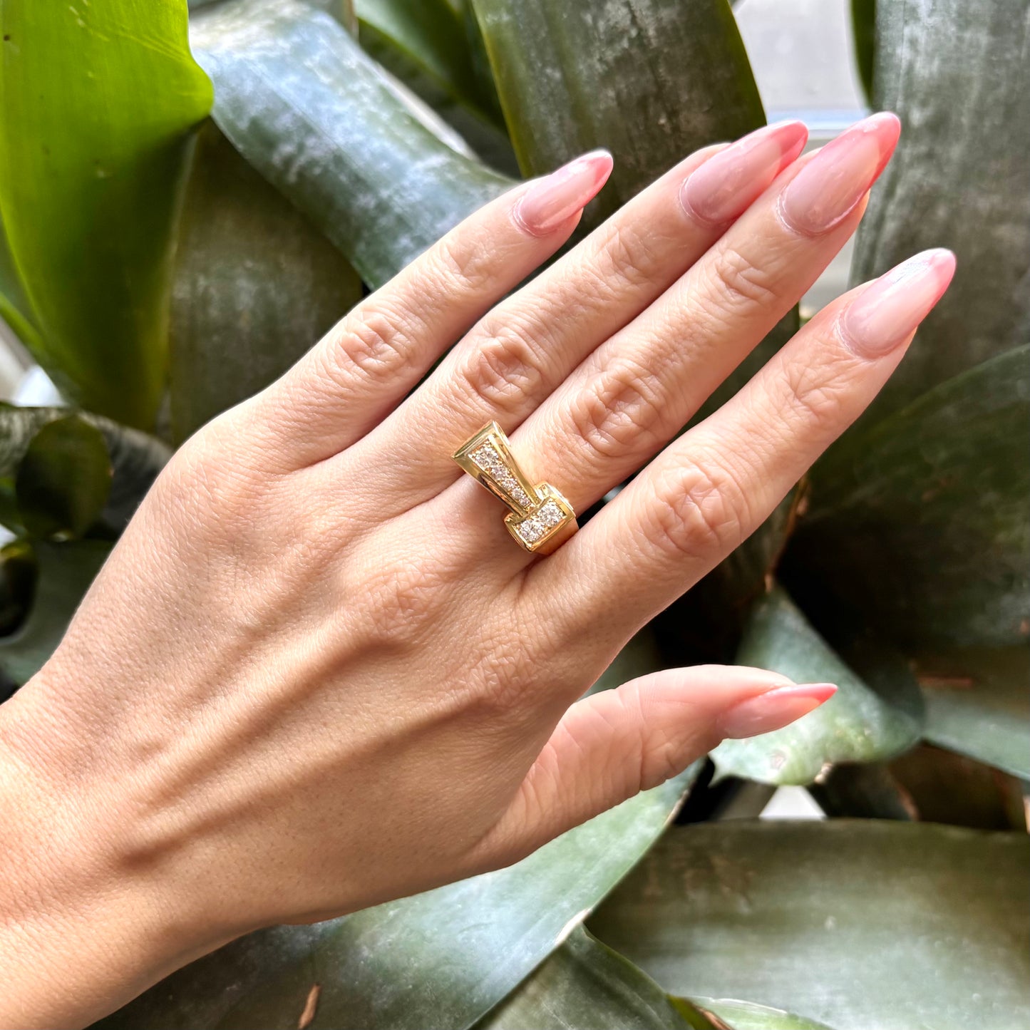 Bague Tank - Or Jaune 750 & Diamants