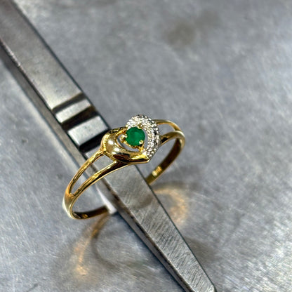 Bague Coeur - Or jaune 750 & Émeraude