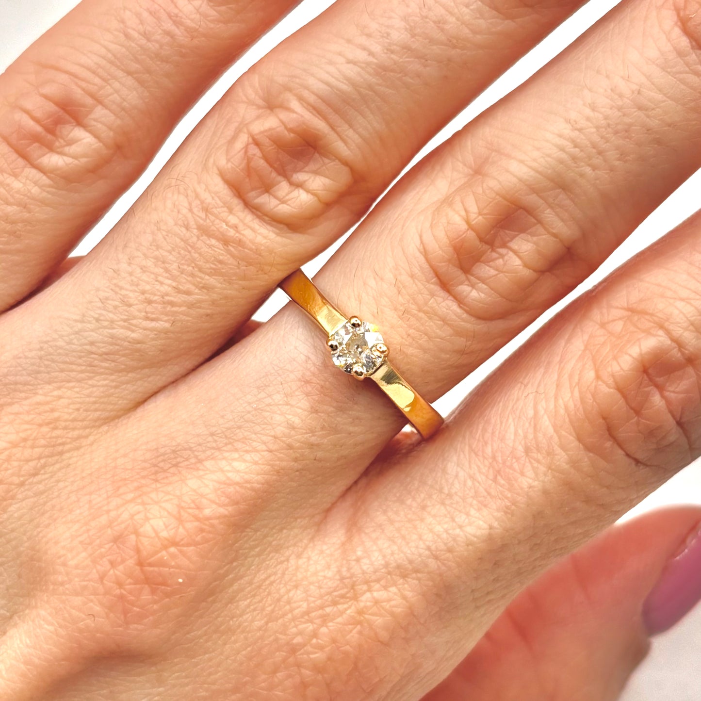 Bague Solitaire - Or Jaune 750 & Diamant