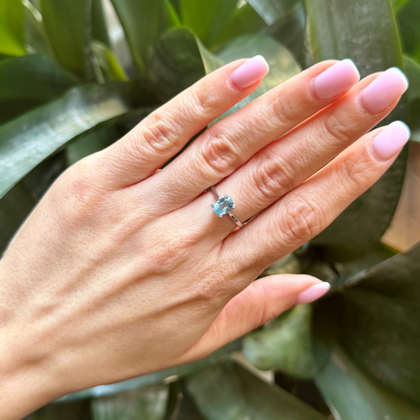 Bague - Or Blanc 750 Diamants & Aigue-Marine