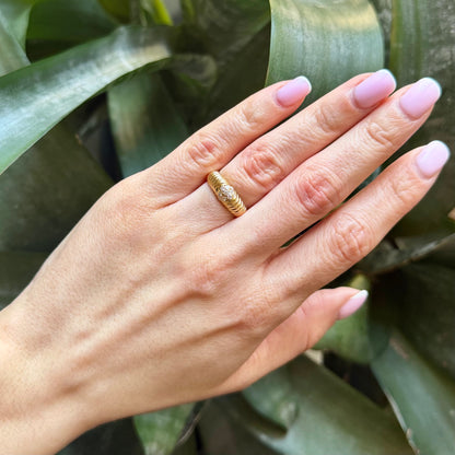 Bague Jonc - Or Jaune 750 & Diamants