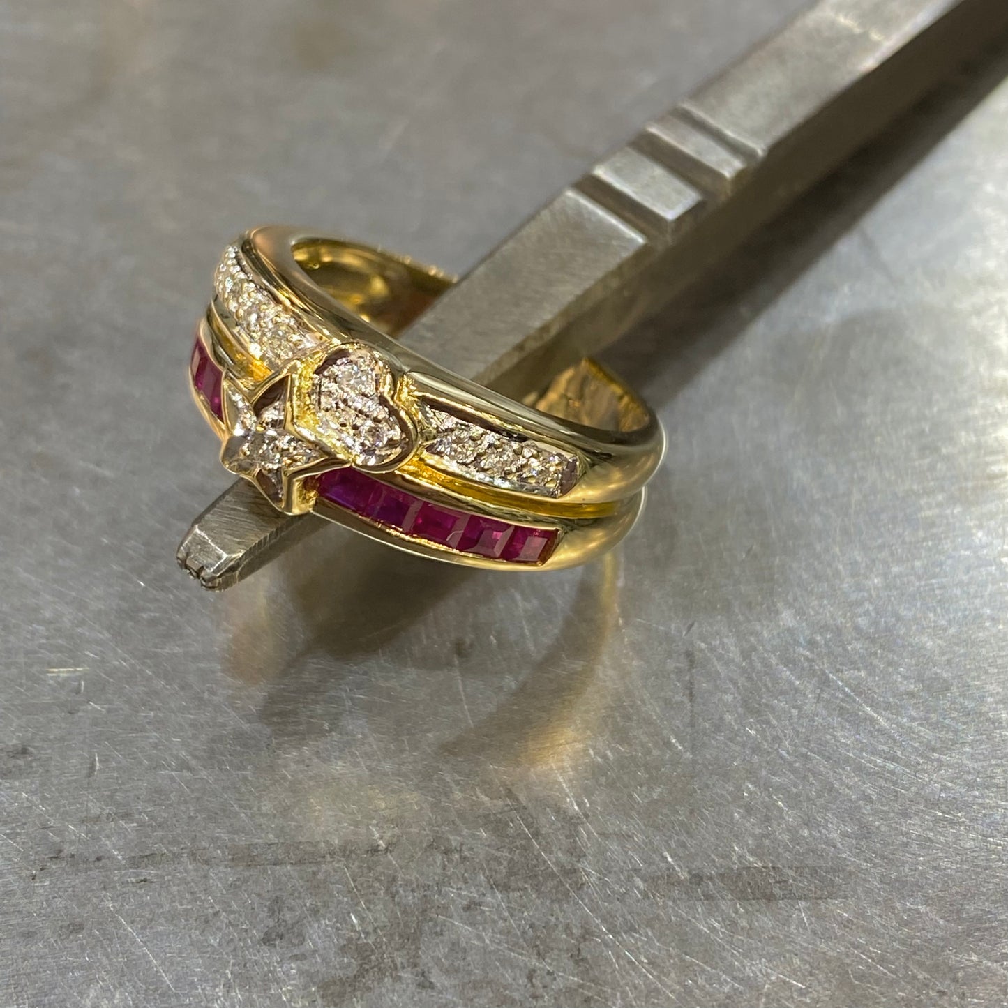 Bague - Or Jaune 750 Rubis & Diamant Occasion