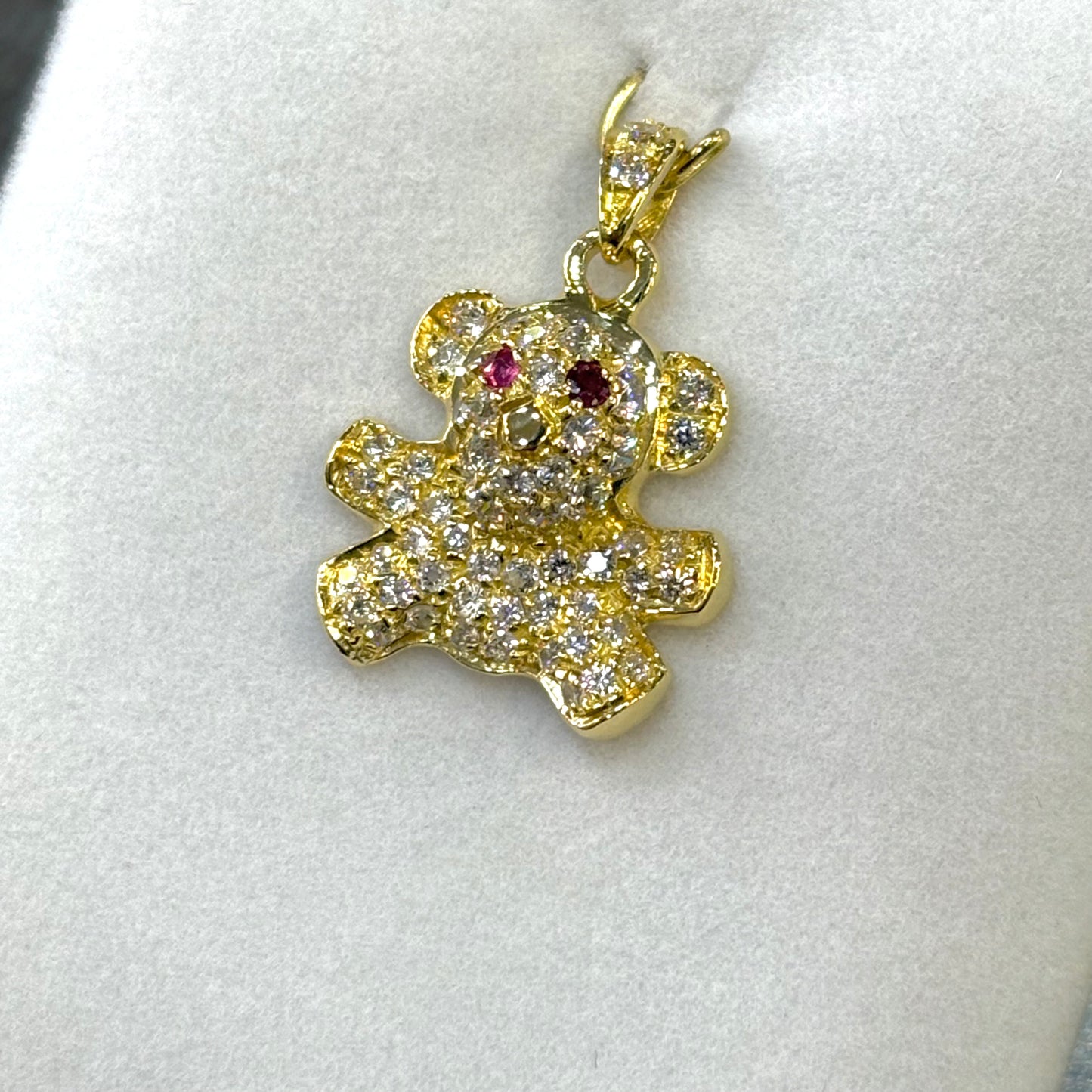 Pendentif Ourson - Or Jaune 750 Diamants & Rubis