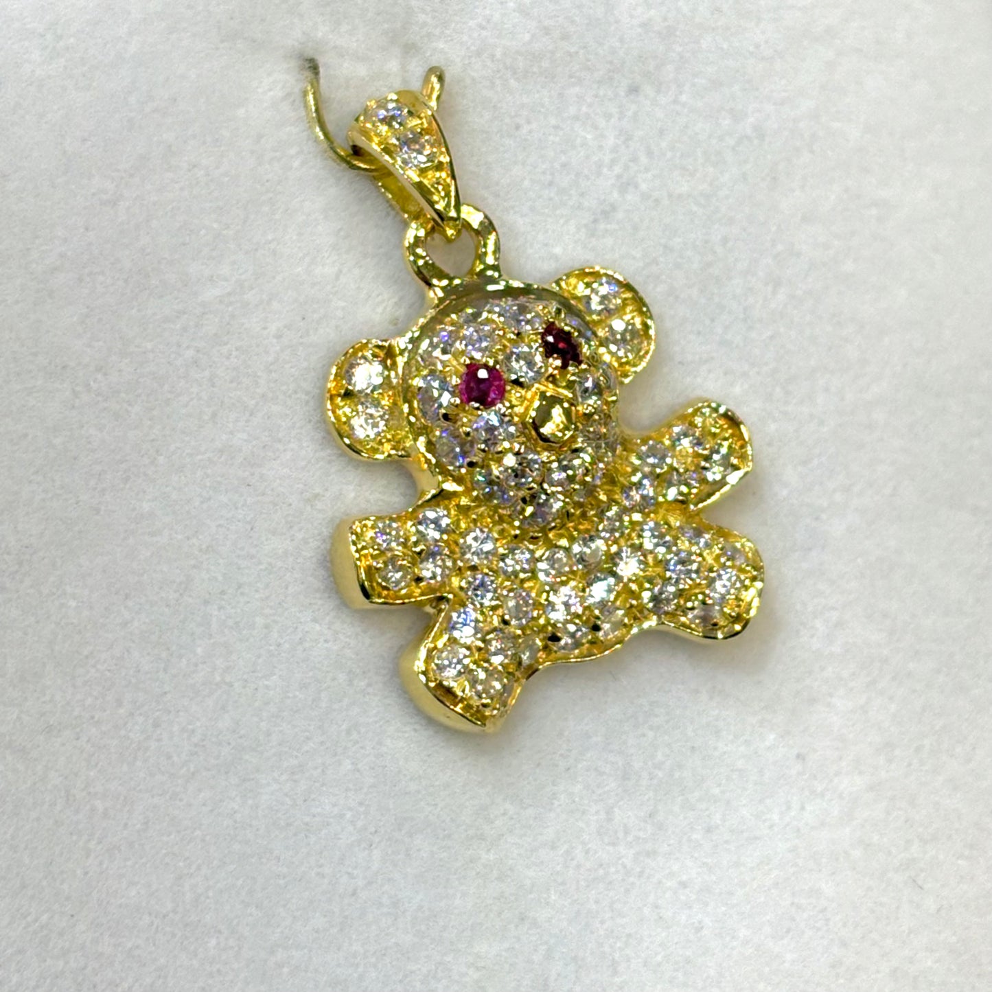 Pendentif Ourson - Or Jaune 750 Diamants & Rubis