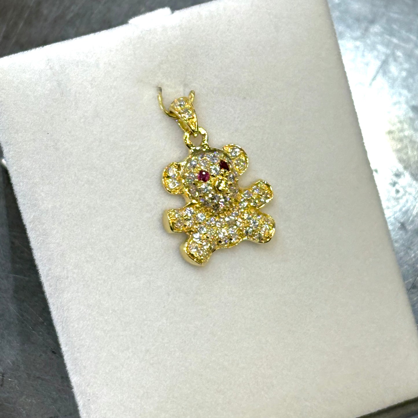 Pendentif Ourson - Or Jaune 750 Diamants & Rubis