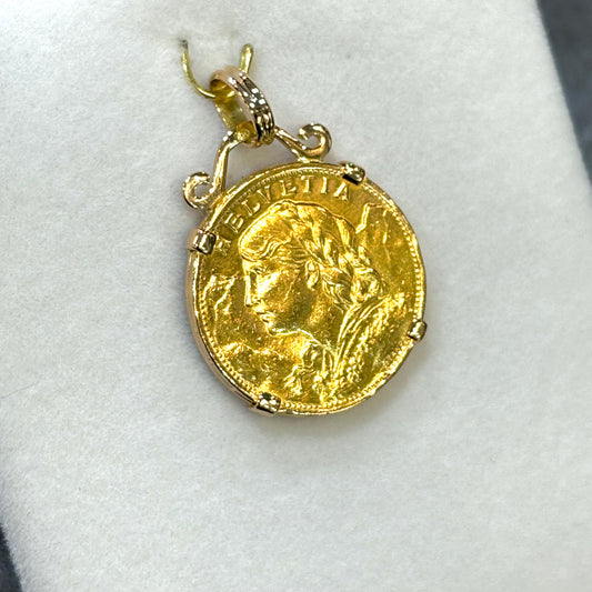 Pendentif Pièce - Or Jaune 750 & Pièce 20 Francs Suisse