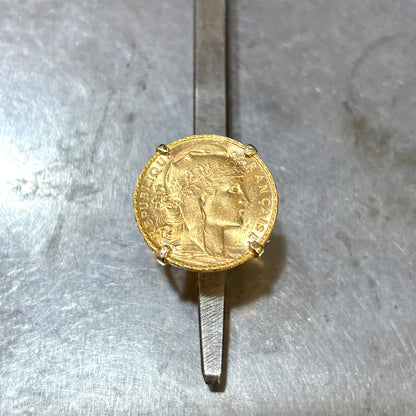 Bague Pièce - Or Jaune 750 & Pièce Or 20 Francs Marianne Coq