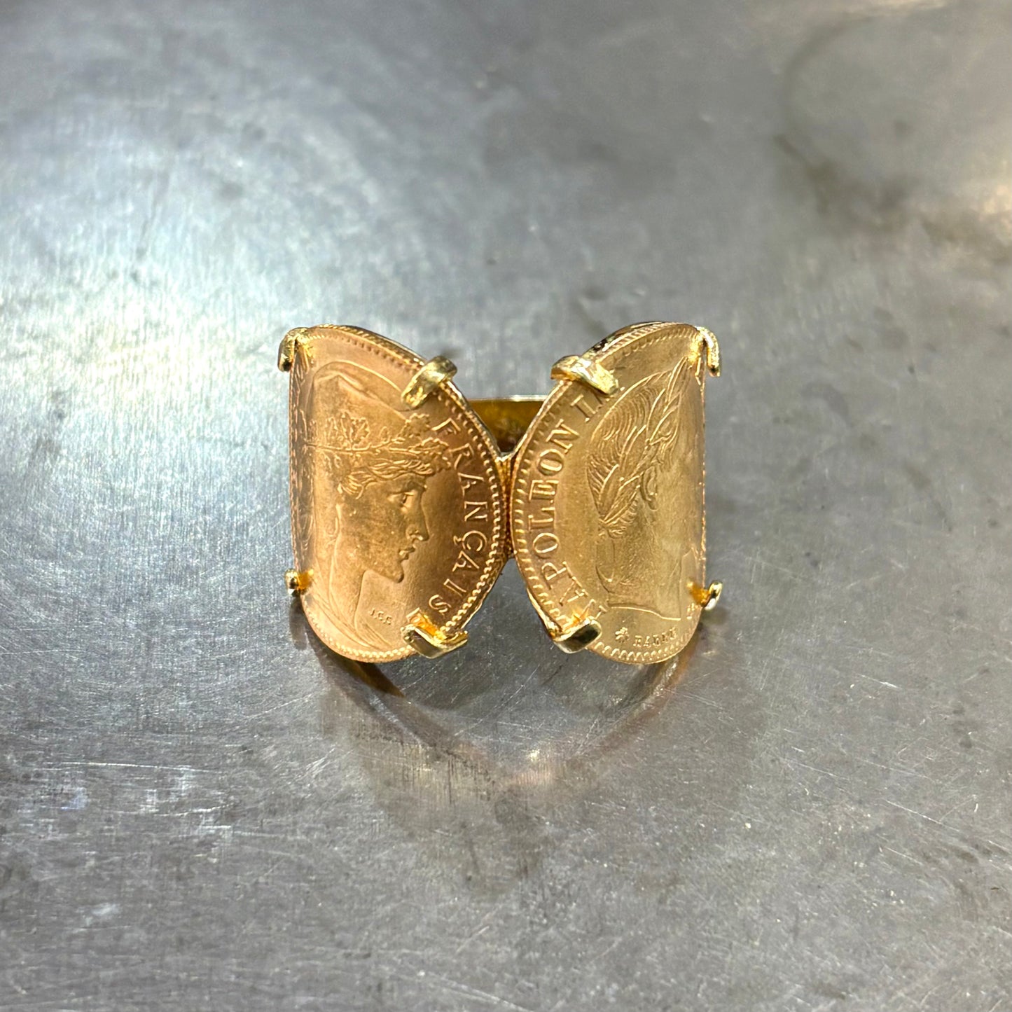 Bague Pièces - Or Jaune 750 & Pièces 10 Francs Napoléon/Marianne