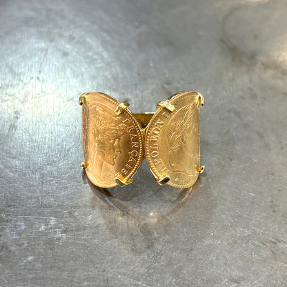 Bague Pièces - Or Jaune 750 & Pièces 10 Francs Napoléon/Marianne