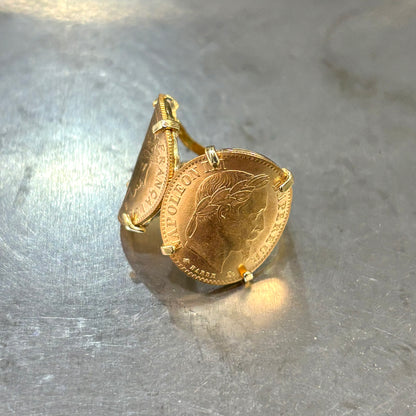 Bague Pièces - Or Jaune 750 & Pièces 10 Francs Napoléon/Marianne
