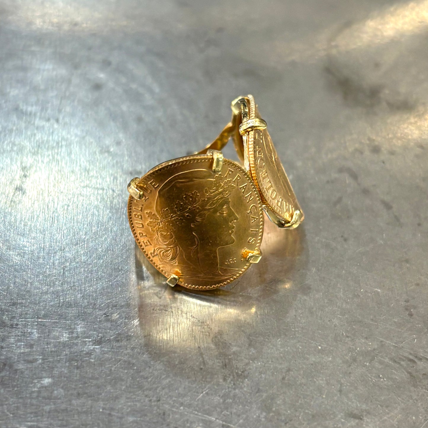 Bague Pièces - Or Jaune 750 & Pièces 10 Francs Napoléon/Marianne