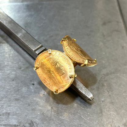 Bague Pièces - Or Jaune 750 & Pièces 10 Francs Napoléon/Marianne