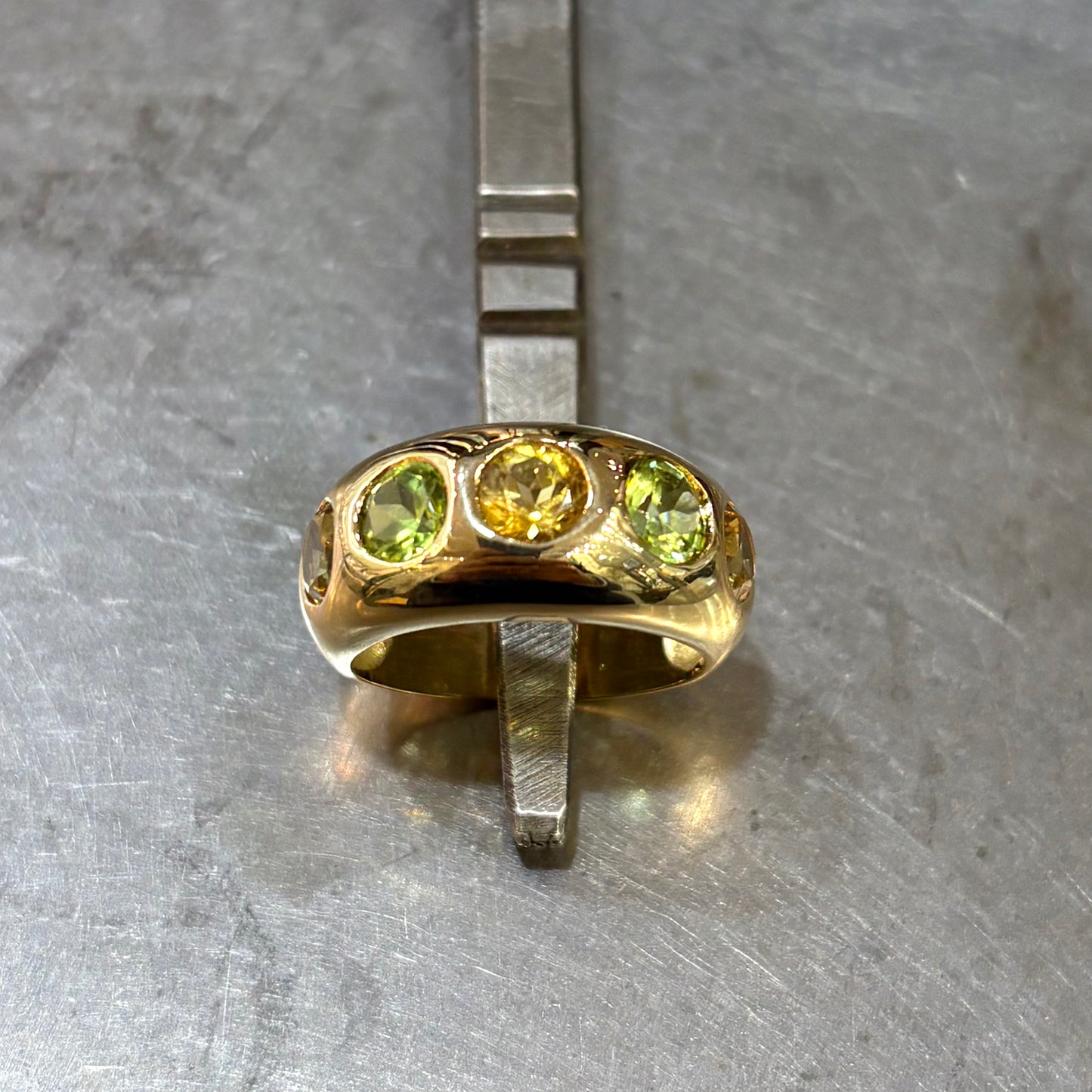 Bague Jonc - Or Jaune 750 Citrines & Péridots